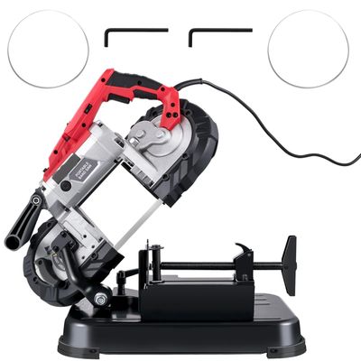 Portable 1100W Metal Cutting Band Saw with Adjustable Speed &amp; Swivel Base