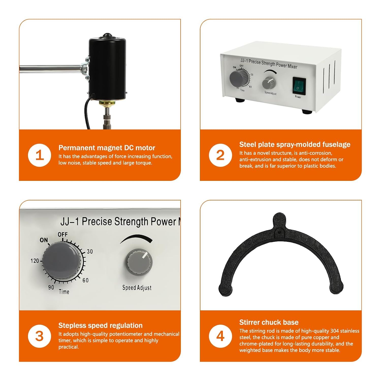 100W Laboratory Overhead Stirrer – 0–3000 RPM