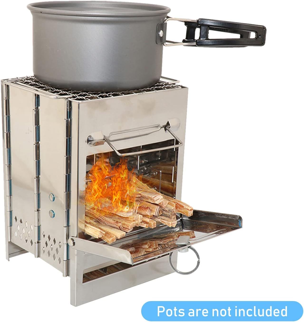 Folding Camping Stove with BBQ Grill Wood Burning