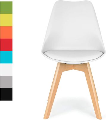 Modern Dining Chair Padded Seat Beech Wood Legs