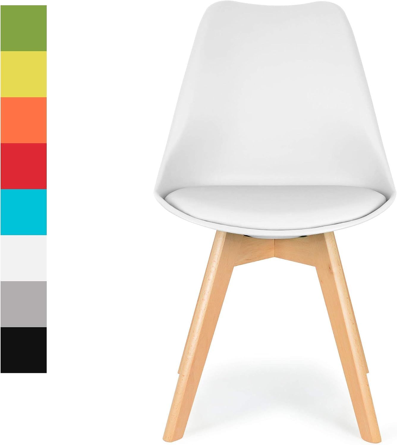 Modern Dining Chair Padded Seat Beech Wood Legs