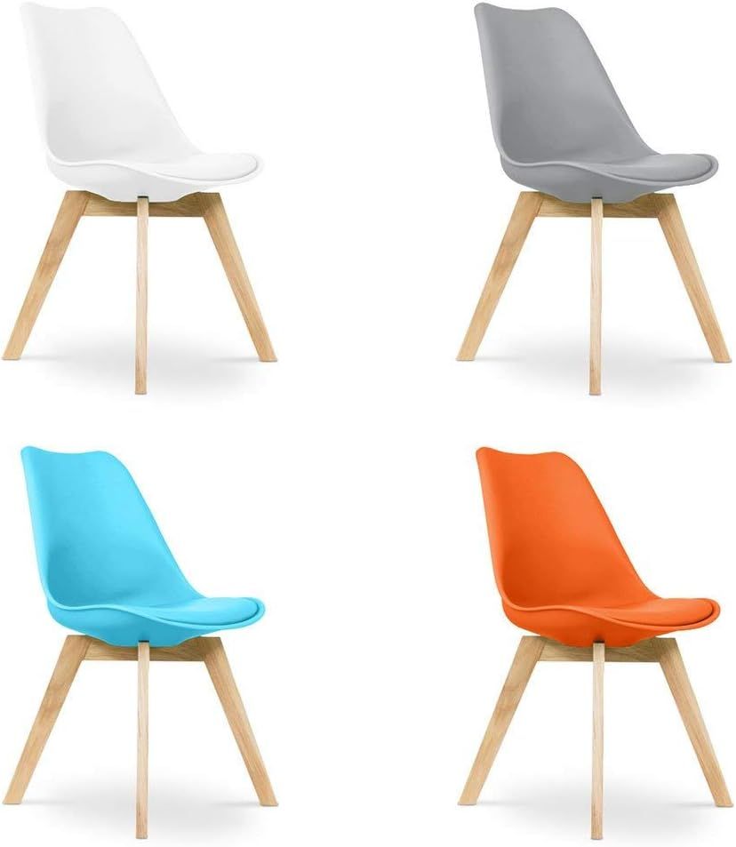 Modern Dining Chair Padded Seat Beech Wood Legs