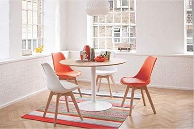Modern Dining Chair Padded Seat Beech Wood Legs