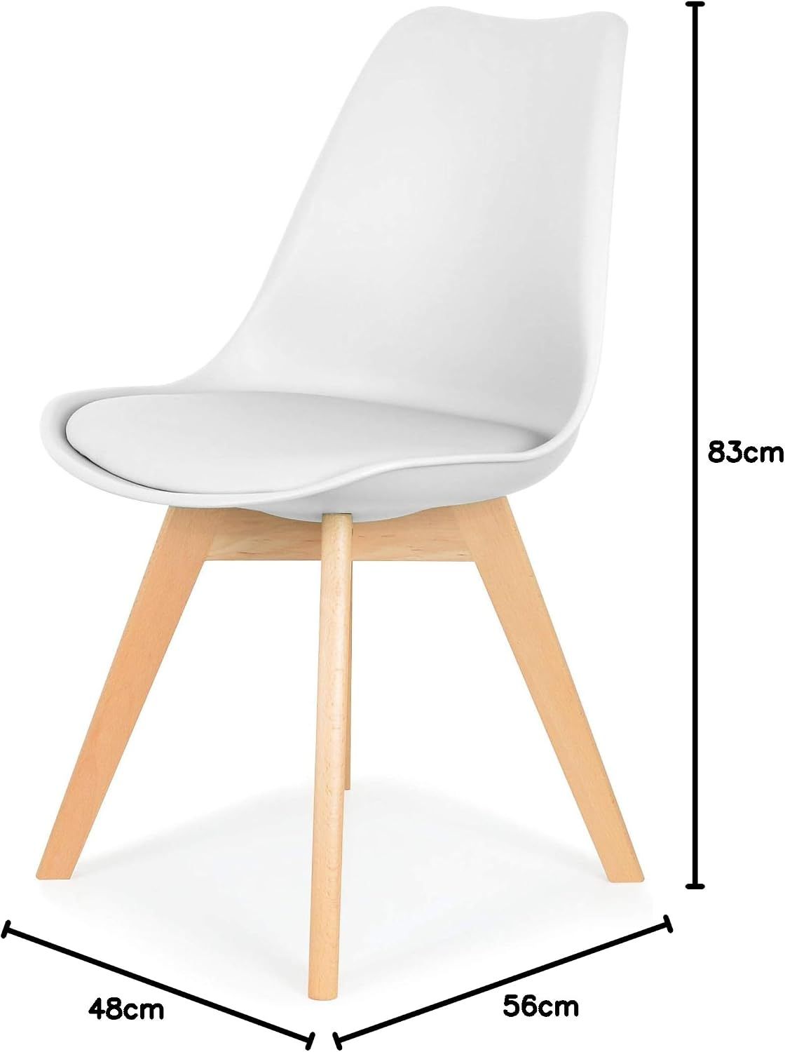 Modern Dining Chair Padded Seat Beech Wood Legs