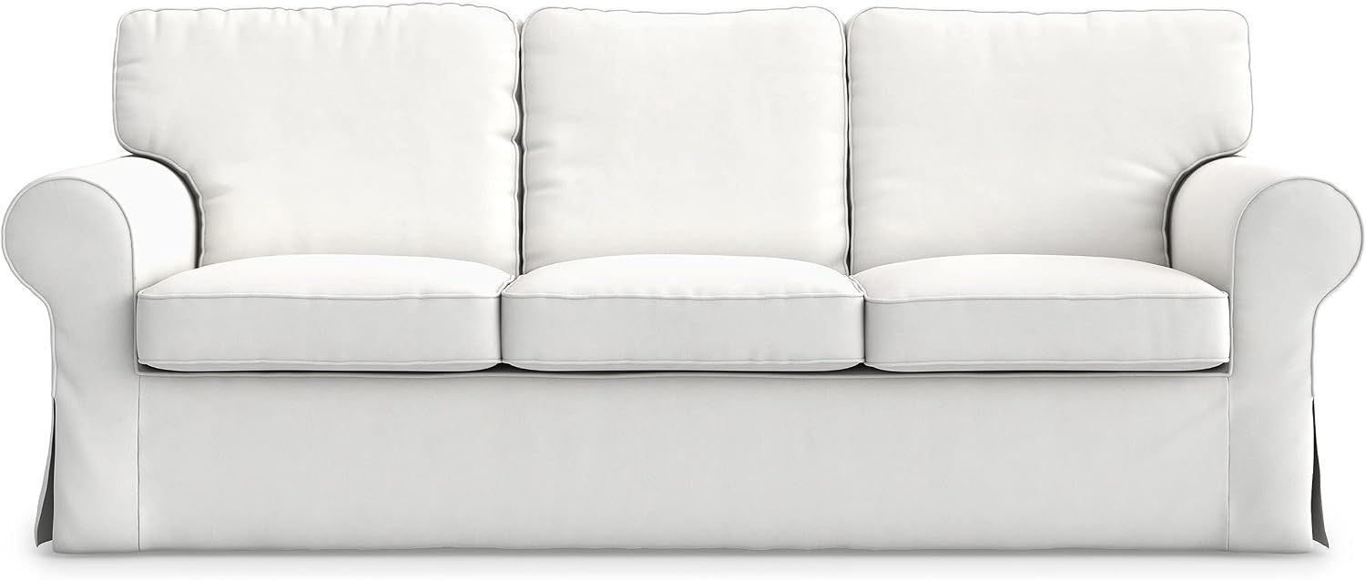 White Cotton Sofa Cover for IKEA Ektorp 3-Seater — Replacement Protector Slipcover, Exact Fit 218 x 88 x 88 cm