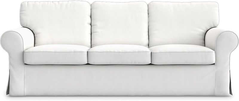 White Cotton Sofa Cover for IKEA Ektorp 3-Seater — Replacement Protector Slipcover, Exact Fit 218 x 88 x 88 cm