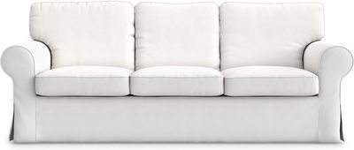 White Cotton Sofa Cover for IKEA Ektorp 3-Seater — Replacement Protector Slipcover, Exact Fit 218 x 88 x 88 cm