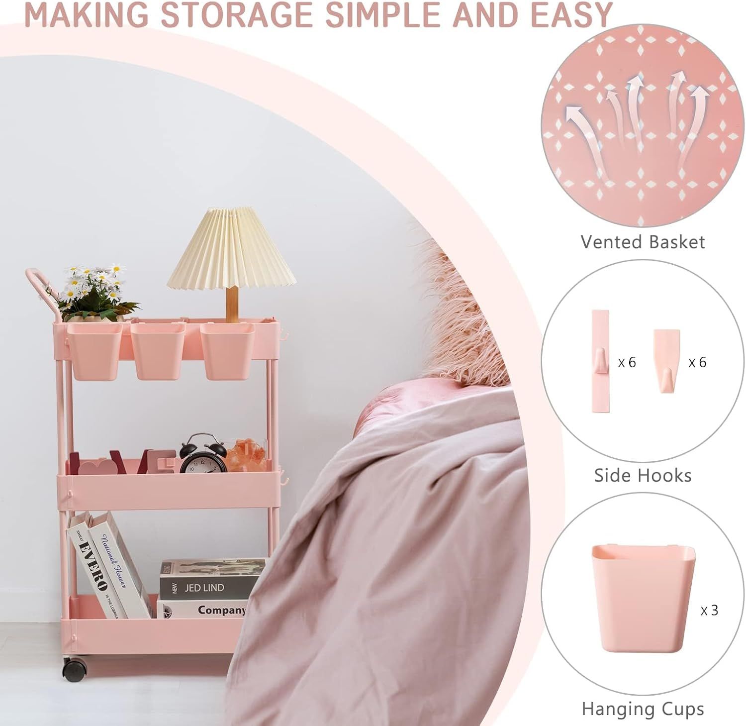 Storage Trolley 3 Tier with Wheels