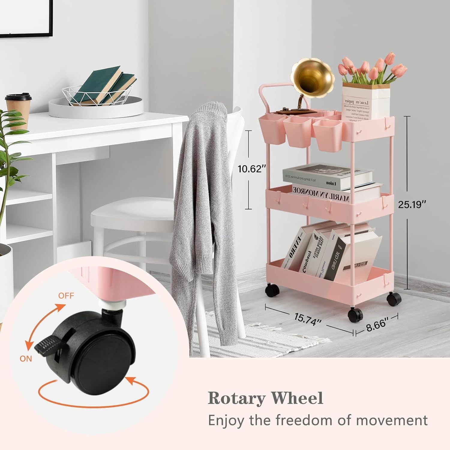 Storage Trolley 3 Tier with Wheels