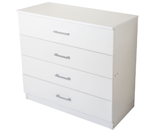 White Chest of Drawers 5 Drawer Dresser Cabinet with 1 Door Storage Cupboard, Color: White