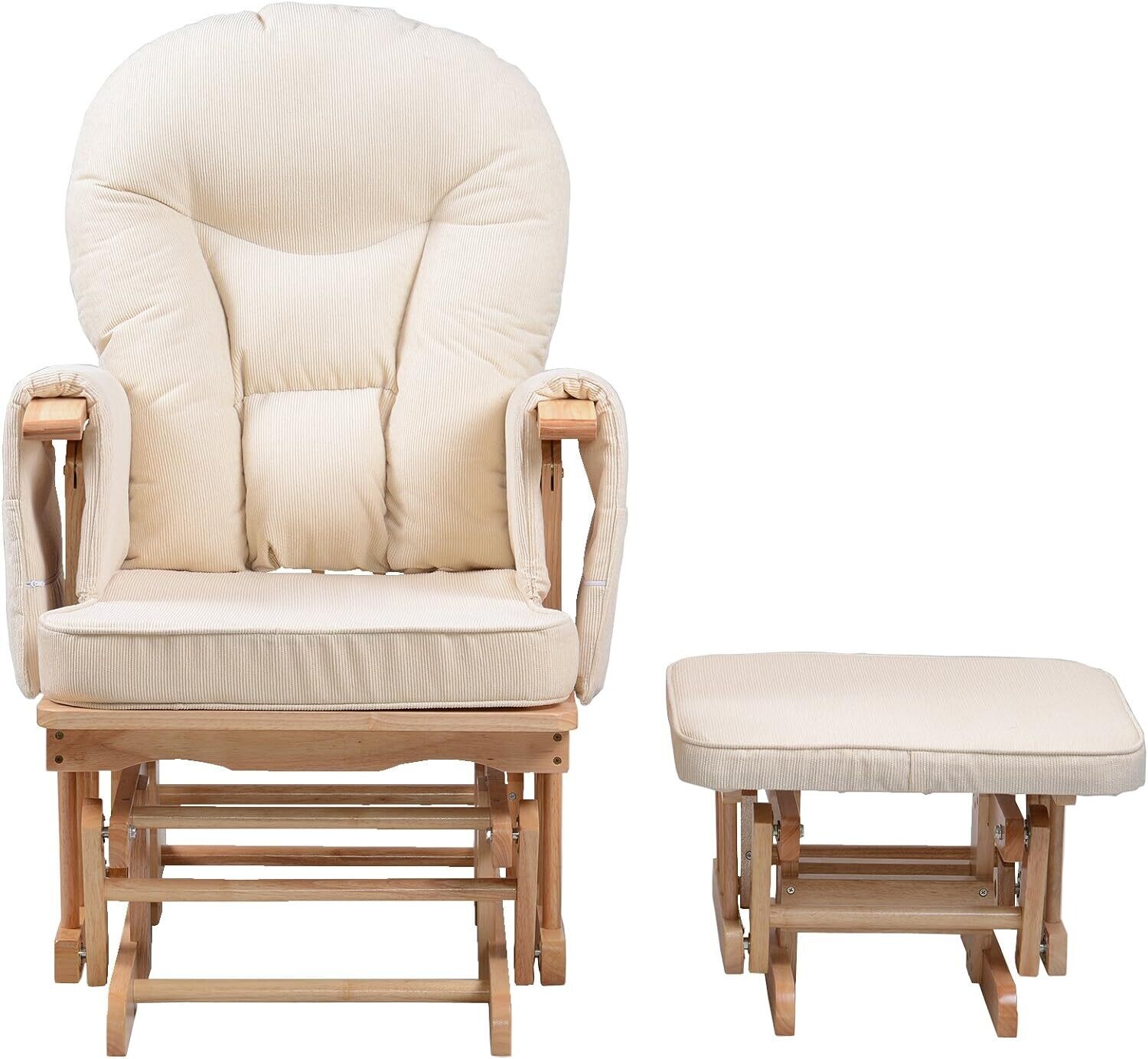 Relaxation Deluxe Wooden Glider Recliner Nursing Chair with Footstool