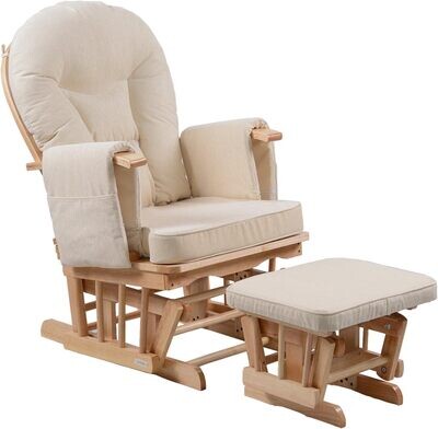 Relaxation Deluxe Wooden Glider Recliner Nursing Chair with Footstool