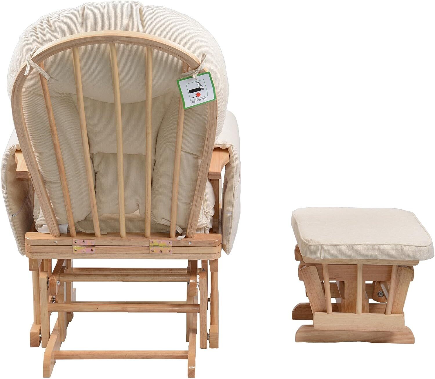 Relaxation Deluxe Wooden Glider Recliner Nursing Chair with Footstool