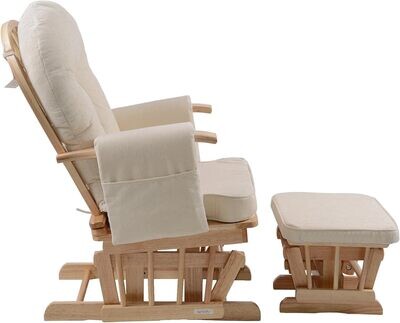 Relaxation Deluxe Wooden Glider Recliner Nursing Chair with Footstool