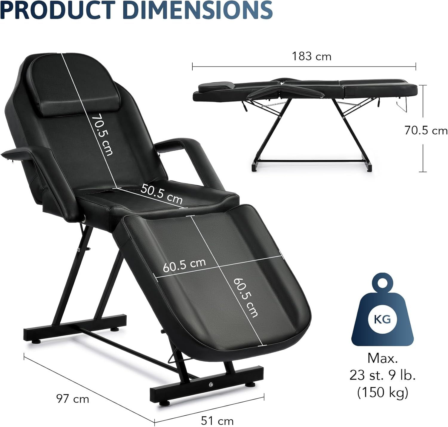 Thick Padded Massage Bed with Stool