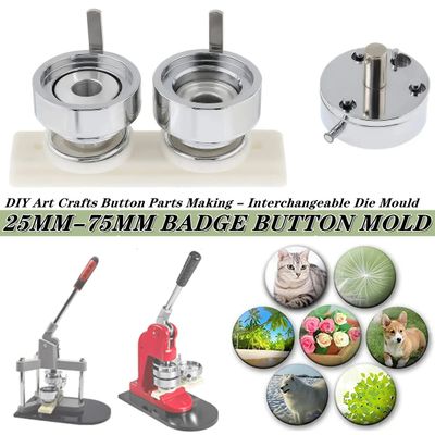 Round Button Badge Maker Die Mold Set – Interchangeable Metal Dies with ABS Base Board