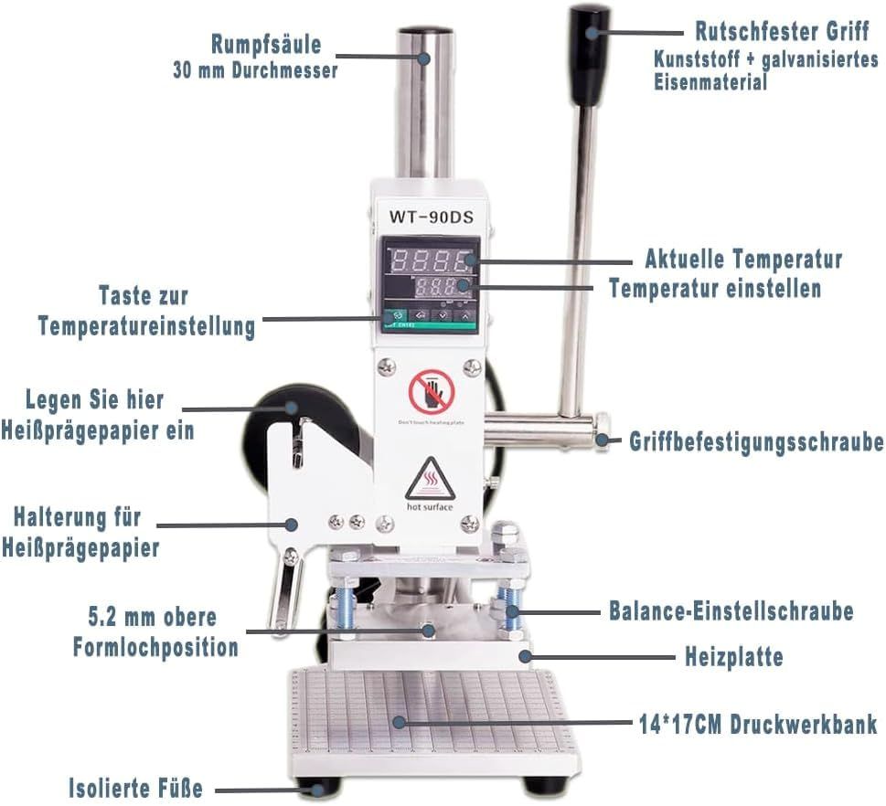 Hot Foil Embossing Machine 300W LCD Leather Stamping Bronzing Press