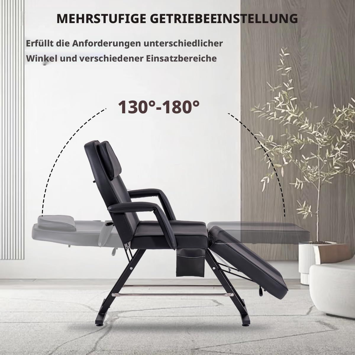 Foldable Massage Table Black Height Adjustable with Headrest Armrests &amp; Accessories