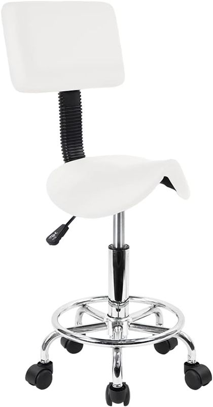 Saddle Stool Swivel Rolling Chair with Back Support