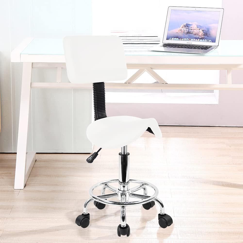 Saddle Stool Swivel Rolling Chair with Back Support