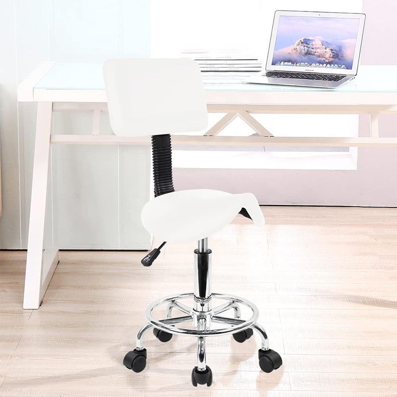 Saddle Stool Swivel Rolling Chair with Back Support