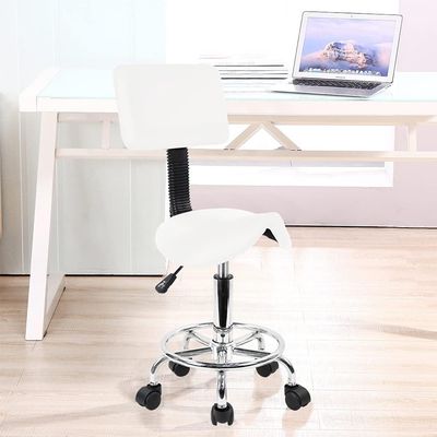 Saddle Stool Swivel Rolling Chair with Back Support