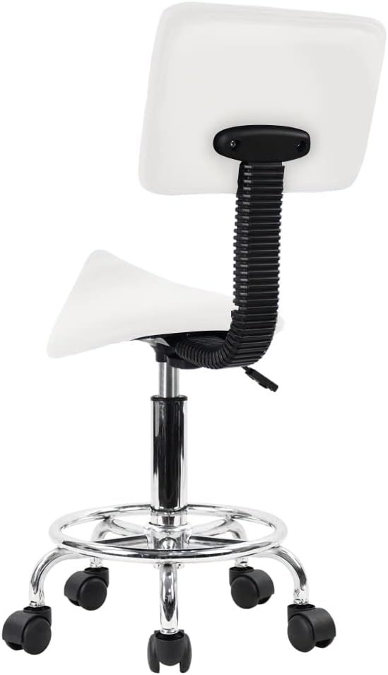 Saddle Stool Swivel Rolling Chair with Back Support