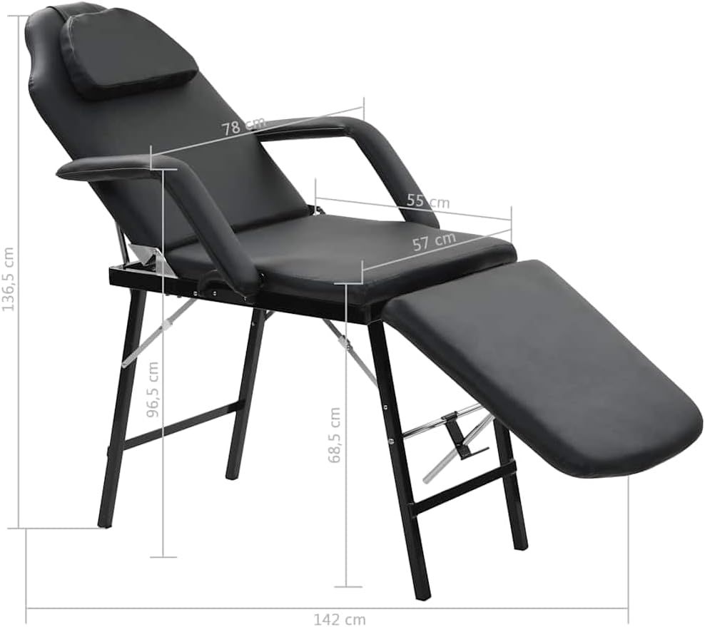 Portable Beauty Lounger – Adjustable Salon &amp; Massage Treatment Bed, Black