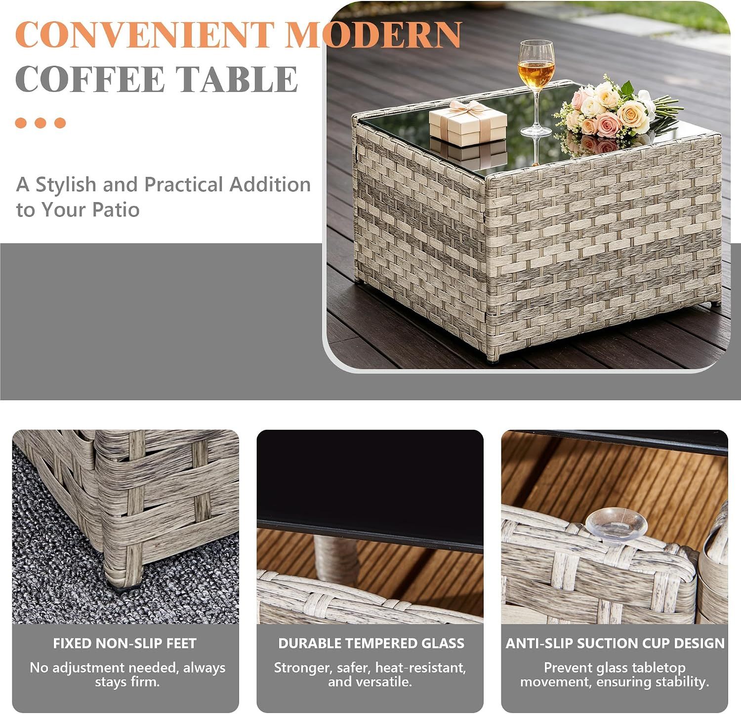 4 Seater Rattan Garden Furniture Set High Back Sofa