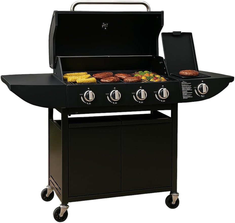 4+1 Cast Iron Gas Grill with Side Burner