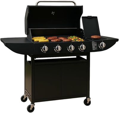 4+1 Cast Iron Gas Grill with Side Burner