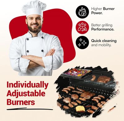 4+1 Cast Iron Gas Grill with Side Burner