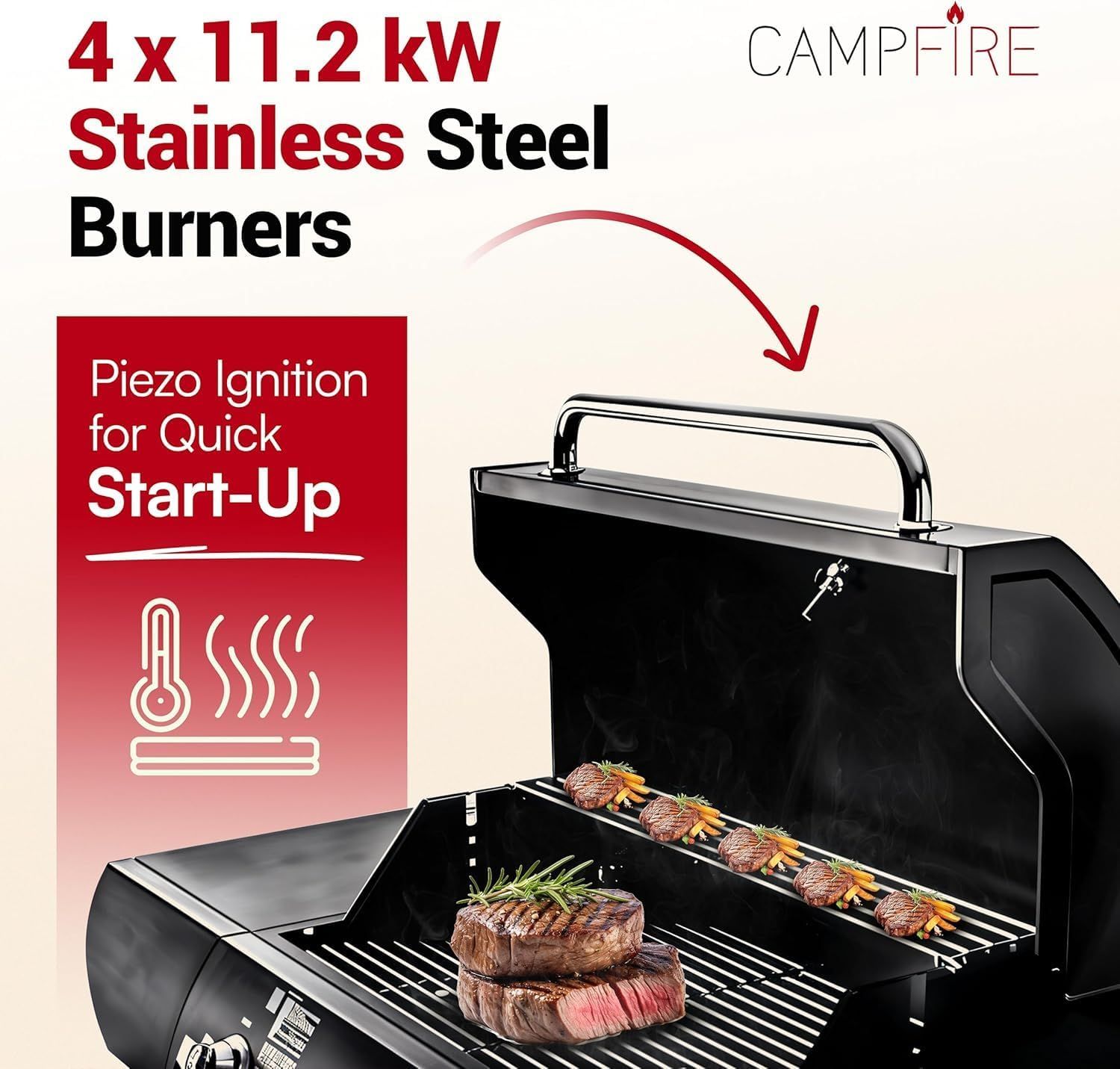 4+1 Cast Iron Gas Grill with Side Burner