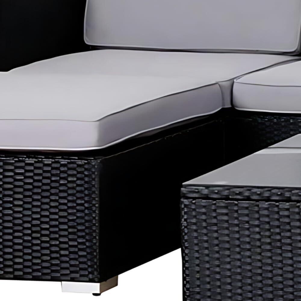 Durable Poly Rattan Lightweight 6-Seater Sofa with Coffee Table