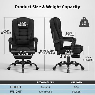 High Back Office Chair with Footrest and Armrests