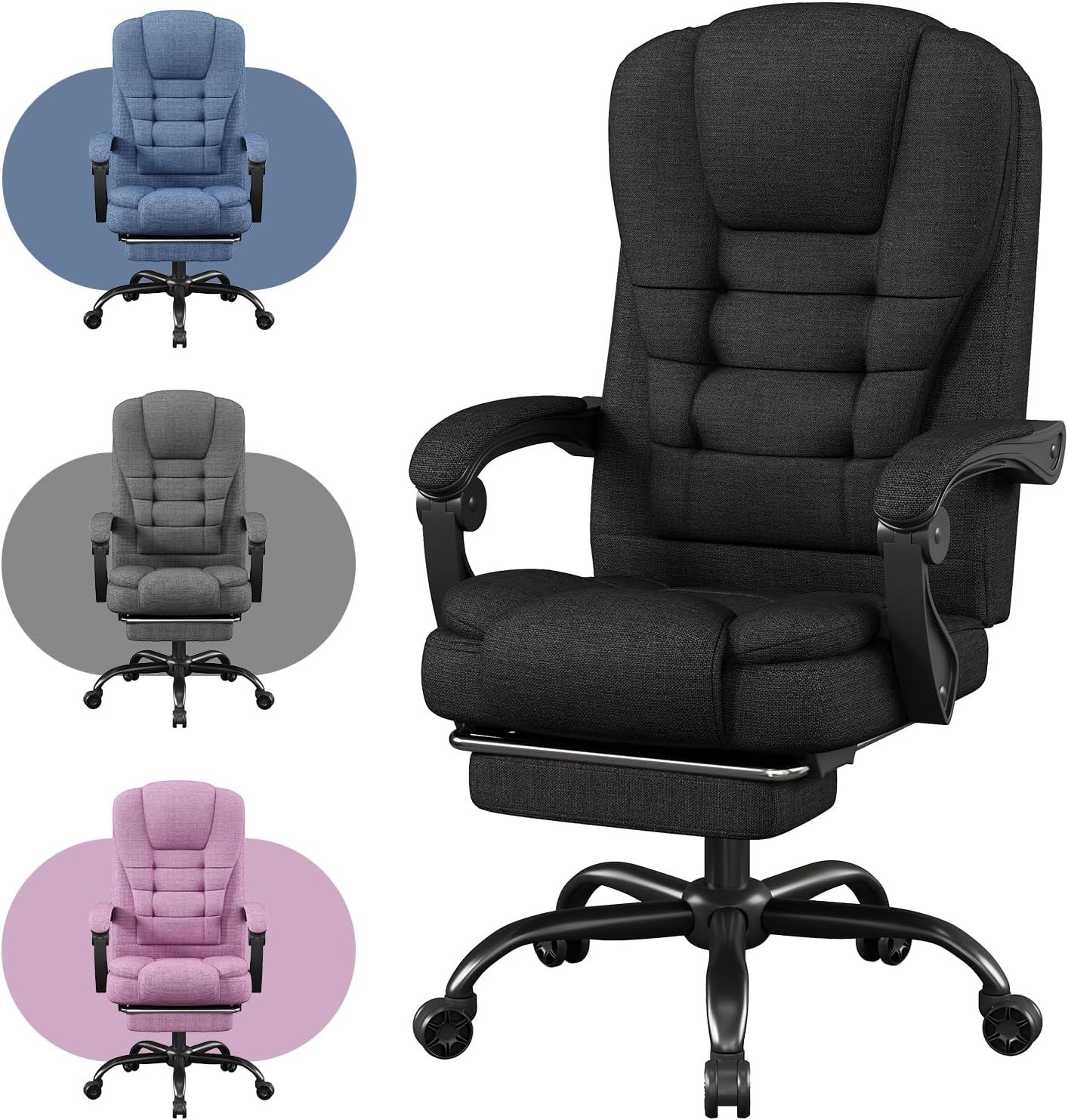 High Back Office Chair with Footrest and Armrests