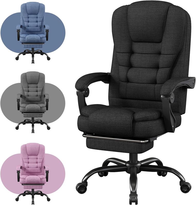 High Back Office Chair with Footrest and Armrests