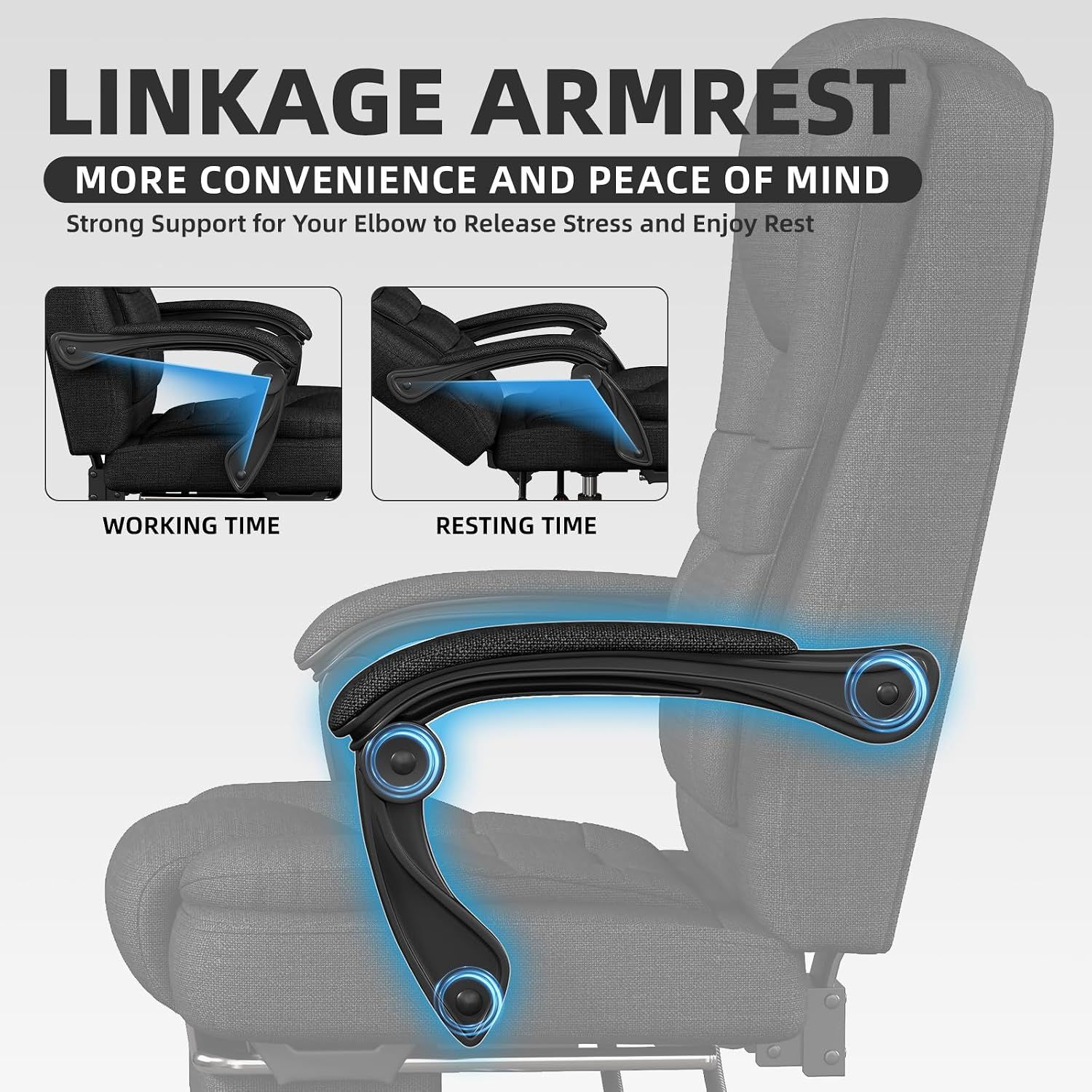 High Back Office Chair with Footrest and Armrests