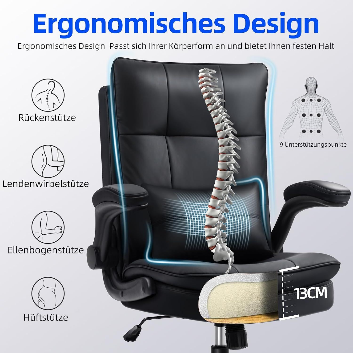 Ergonomic Office Chair Adjustable High Backrest