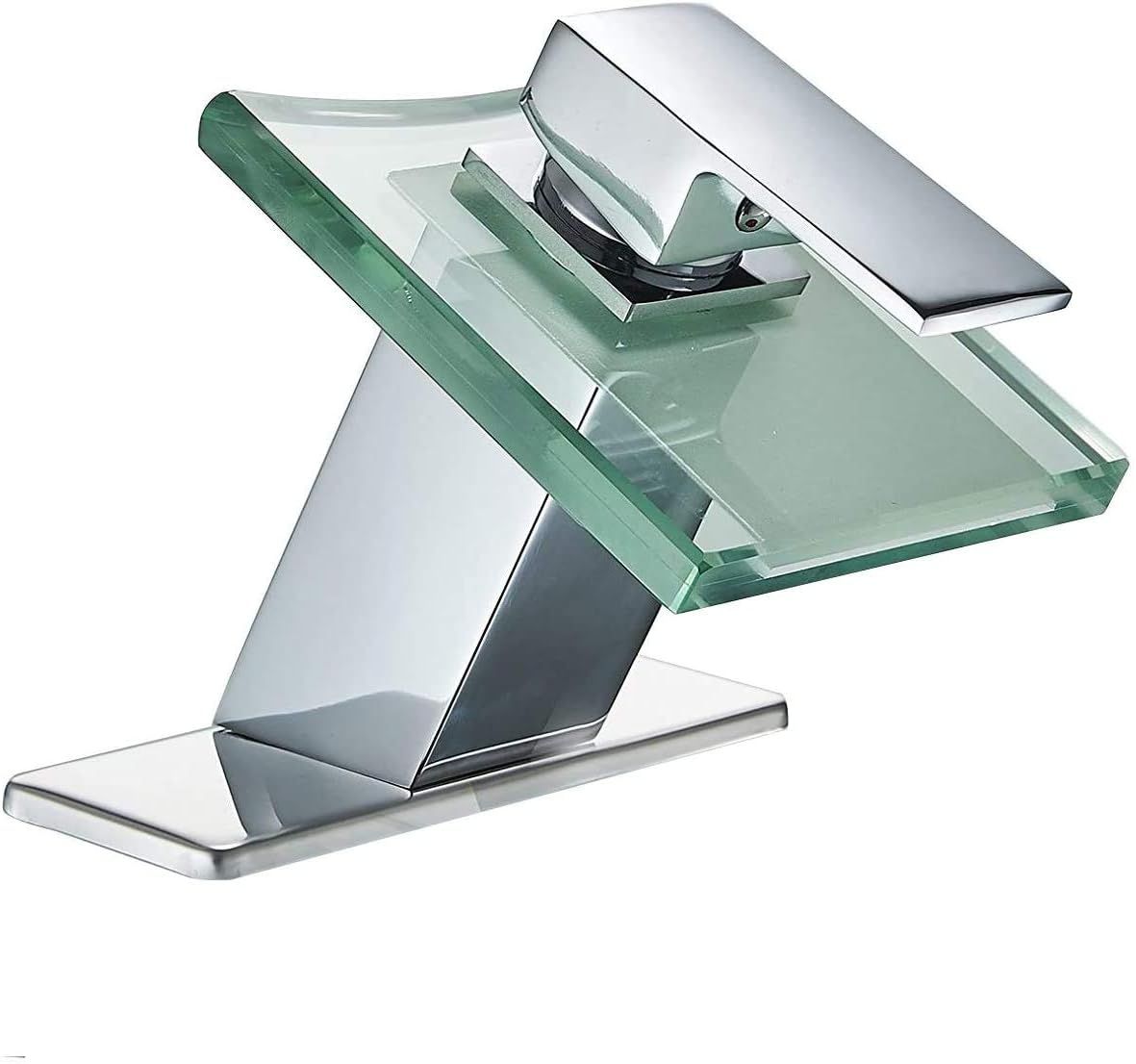 RGB Glass Waterfall Faucet LED Bathroom Sink Tap