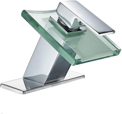 RGB Glass Waterfall Faucet LED Bathroom Sink Tap