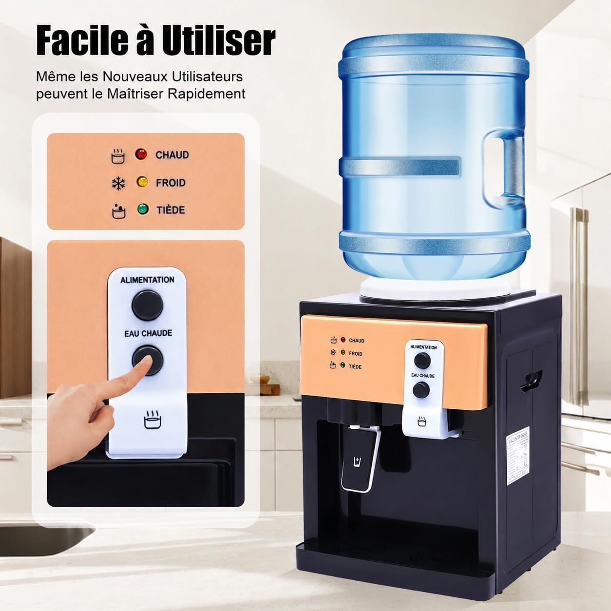 Countertop Hot Cold Water Dispenser with Bottle