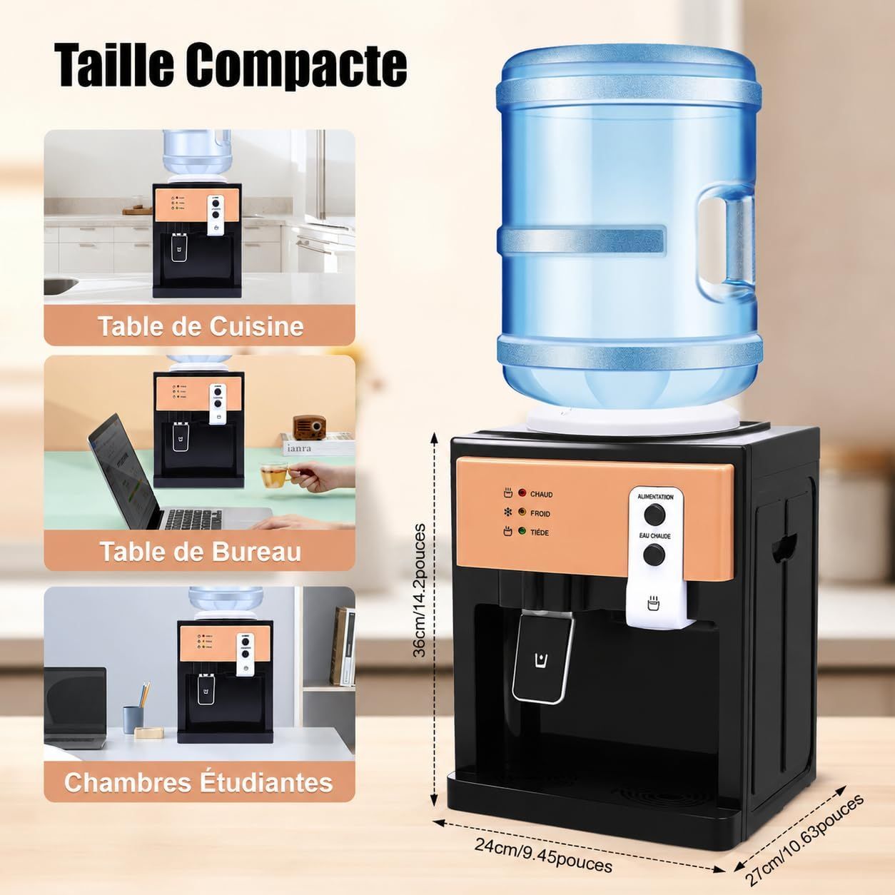 Countertop Hot Cold Water Dispenser with Bottle