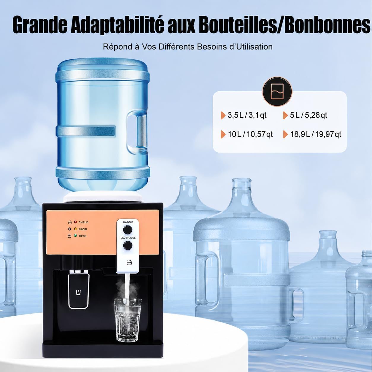 Countertop Hot Cold Water Dispenser with Bottle