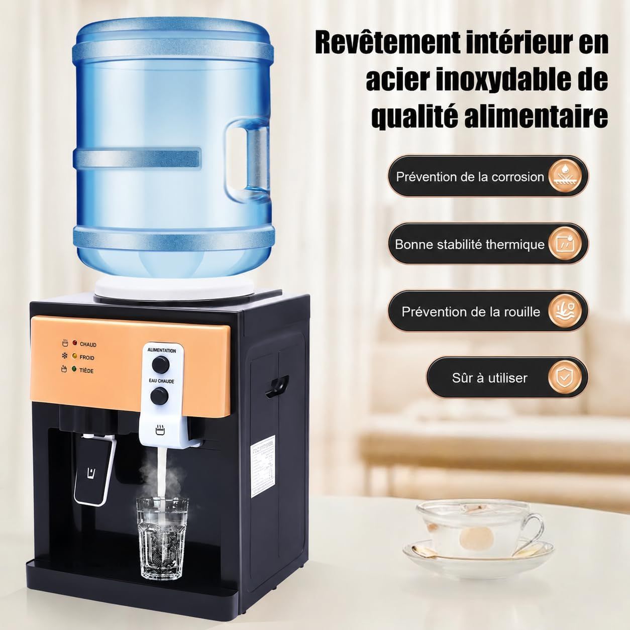 Countertop Hot Cold Water Dispenser with Bottle