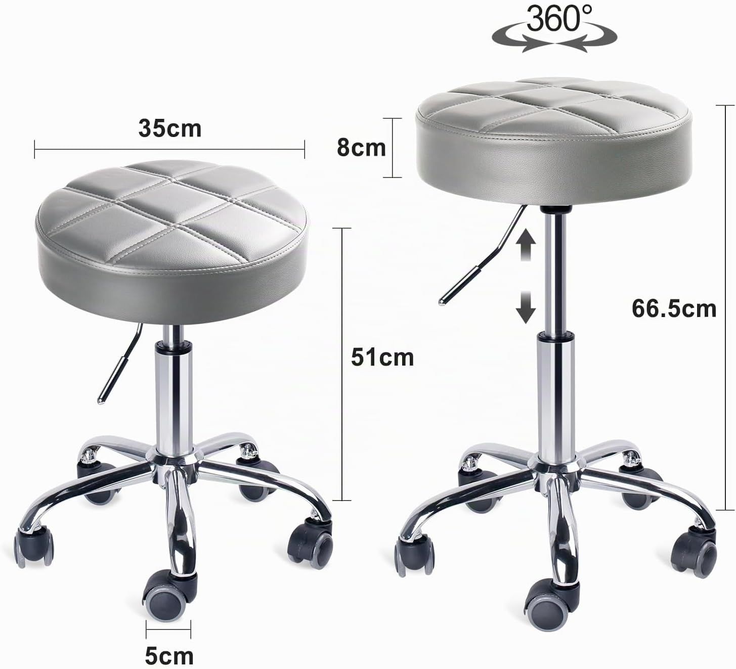 Swivel 360 Degrees Rolling Caster Wheels Stool