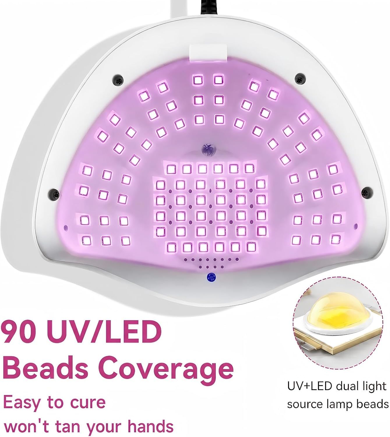 360W UV LED Nail Lamp – 90 Dual-Wavelength LEDs, 4 Timers &amp; Infrared Sensor