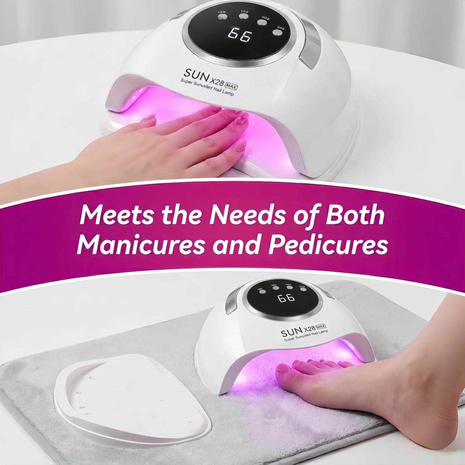 360W UV LED Nail Lamp – 90 Dual-Wavelength LEDs, 4 Timers &amp; Infrared Sensor