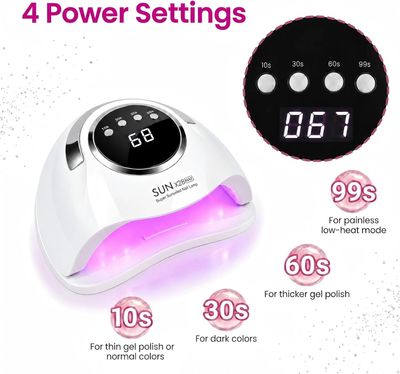 360W UV LED Nail Lamp – 90 Dual-Wavelength LEDs, 4 Timers &amp; Infrared Sensor