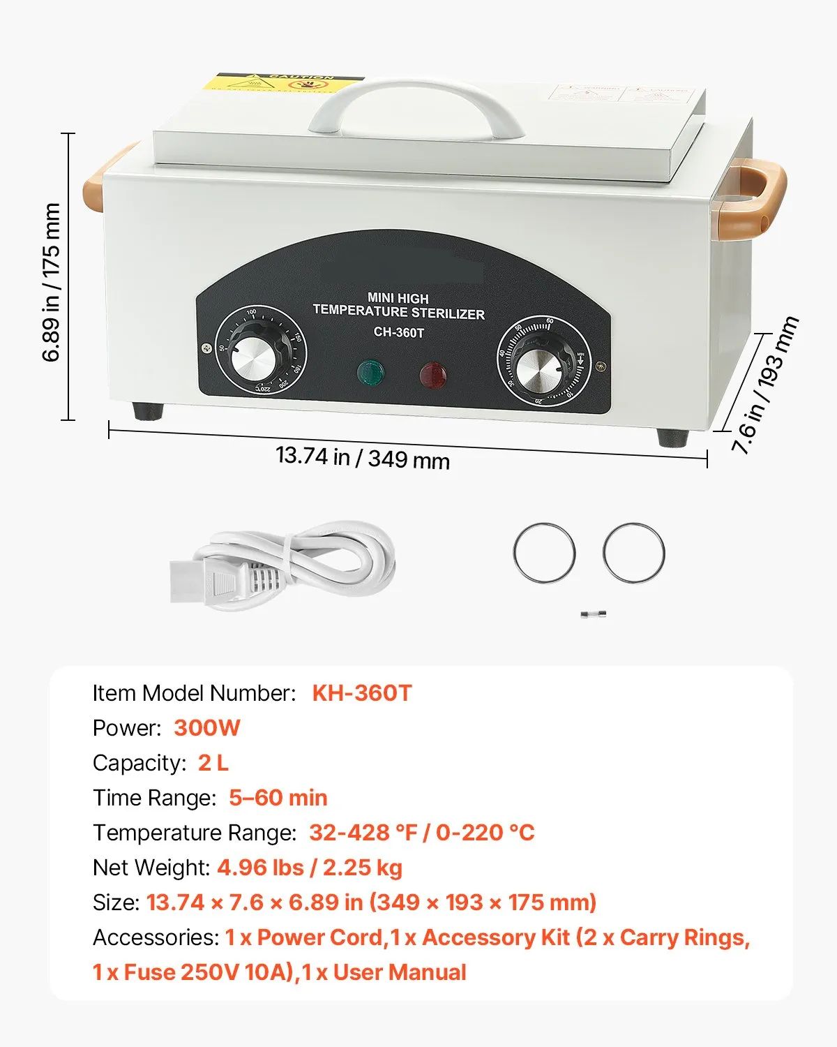 Salon Barber Equipment 2L 300W High-Temperature Sterilization Cleaning Machine – KH-360T